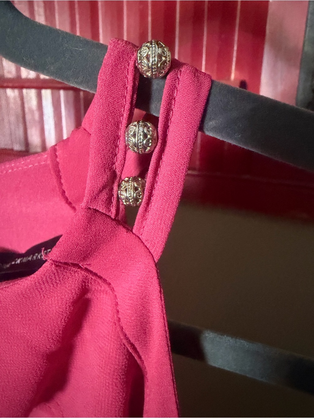 Cold-Shoulder Ruffle Tank Top in Raspberry - Picture 2 of 2